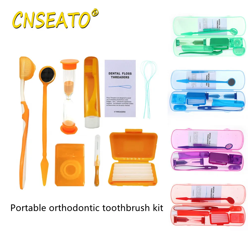 Kits de cuidado de ortodoncia, aparatos ortopédicos, cepillo Dental, cepillo Interdental, espejo de cera, higiene bucal de viaje, limpieza, blanqueamiento Dental