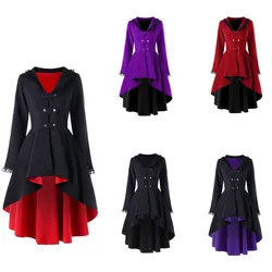 Gothic Steampunk Button Coat Victorian Coat Blazer Outwear Women Personality Button Lace Windbreaker Women's Long Coat S-5Xl