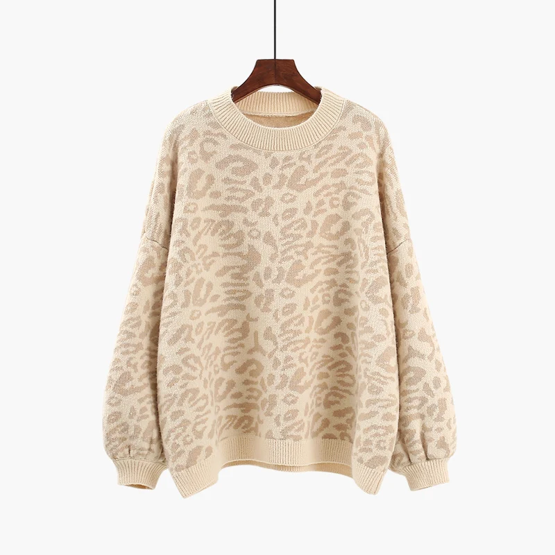 Autumn 2020 new leopard print sweater women\'s pullover Korean version loose lazy style small fresh sweater top