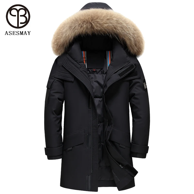 Veste d\'hiver en duvet de canard blanc pour hommes et femmes, manteau remplissage à capuche avec col en fourrure, parka longue à bretelles chaudes,