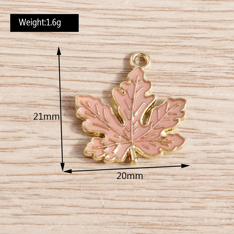 10pcs 20*21mm 5 Colors Enamel Maple Leaf Charms Pendants for Making Necklaces Drop Earrings Keychain DIY Jewelry Craft Supplies