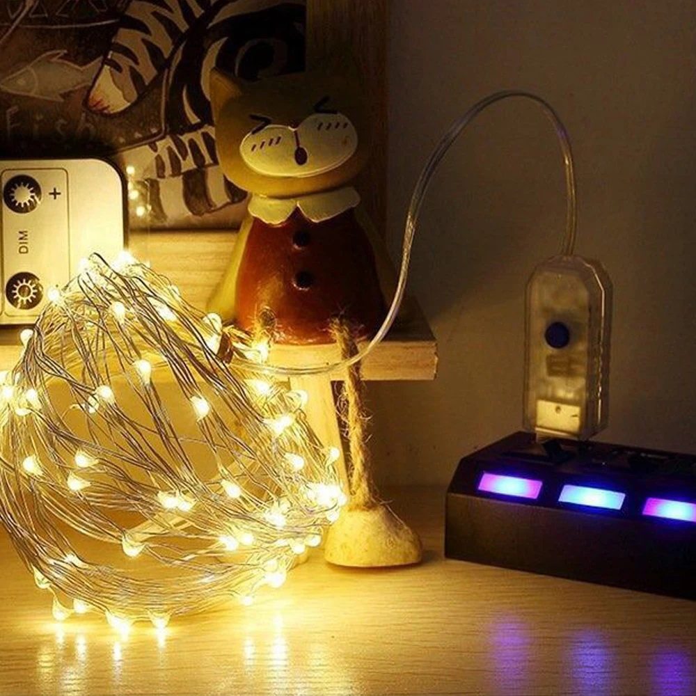 Controle remoto Fairy Lights com USB, Luzes LED String, Guirlanda impermeável ao ar livre, Festa de Natal, Jardim, Luz LED