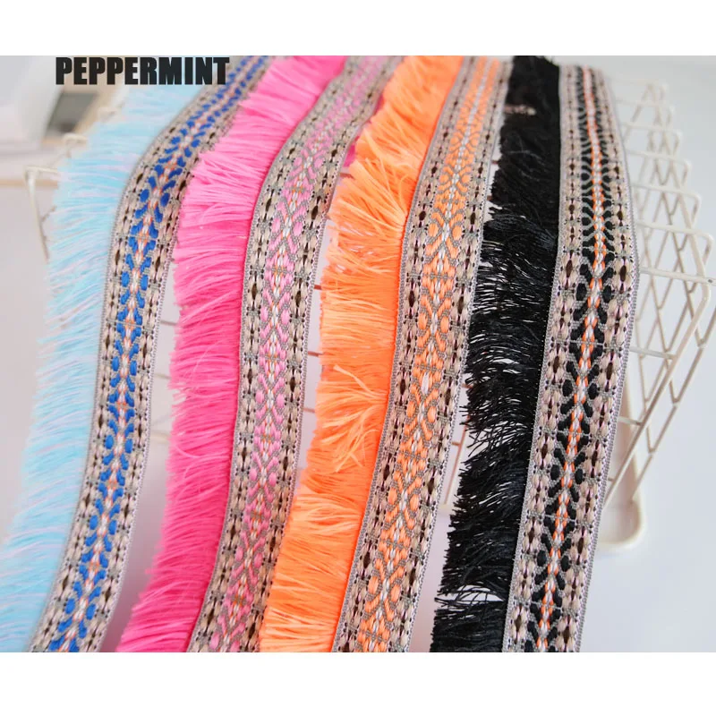 1yard 50mm Embroidery Tassel Ethnic Fringe Lace Trim Trimming Ribbon Sewing Latin Dress Stage Garment Curtain Decorative