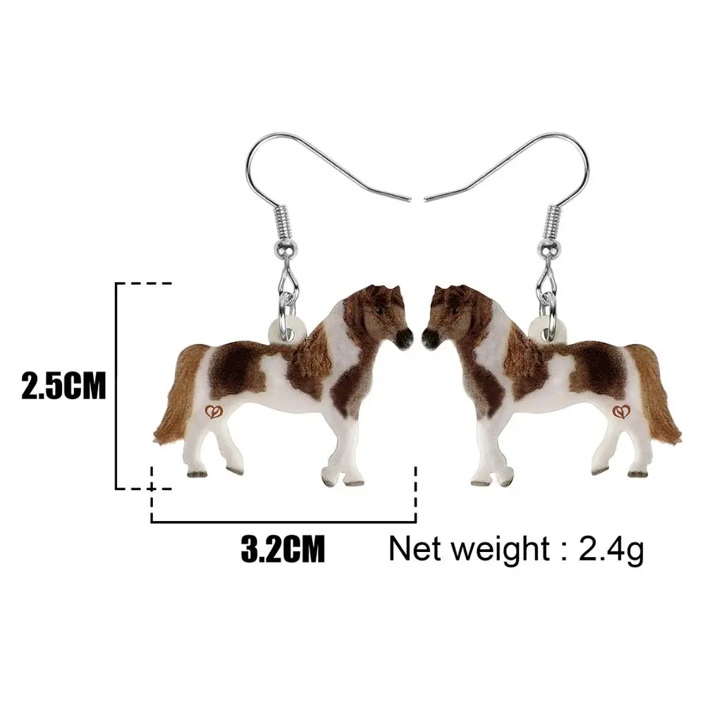 Bonsny Acrylic Standing Cute Horse Earrings Lightweight Animal Dangle Drop Jewelry For Women Girls Kids Novelty Gift Decoration