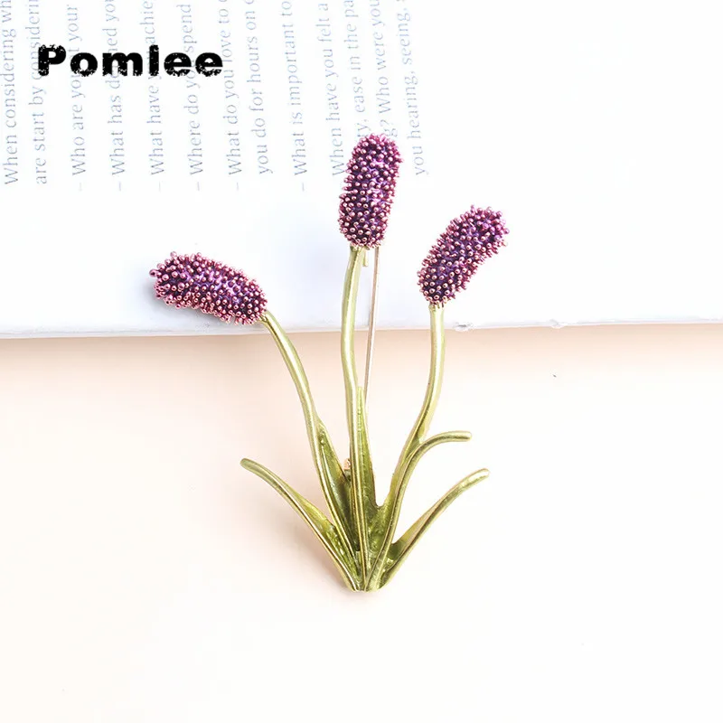 Pomlee Foxtail Grass Brooches For Women Animal Purple And Yellow Flower Broches Fashion Bijouterie Broche Femme Bijoux De Luxe