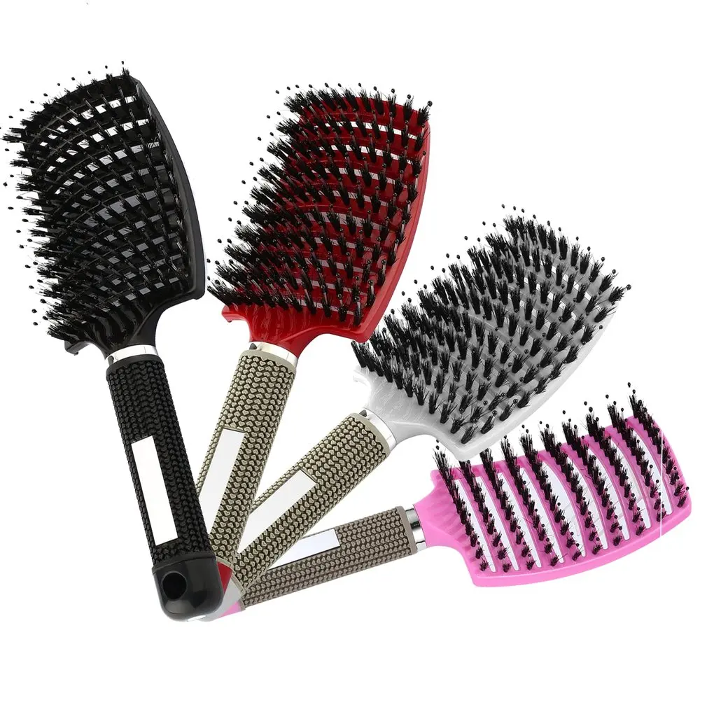 

Colorful Women Hair Scalp Massage Comb Bristle Nylon Hairbrush Wet Curly Detangle Hair Brush for Salon Hairdressing Styling Tool