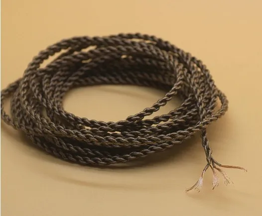 สายหูฟังแบบทำมือ5N ลวดทองแดงคริสตัลเส้นเดียว/ลวดชุบเงิน (ไม่มีปลั๊ก) 10เมตร