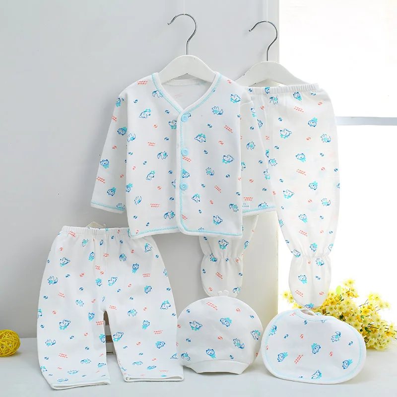 

5 Pieces Newborn Clothes Baby Gift Pure Cotton Baby Set 0-3 Months Autumn And Winter Kids Clothes Suit Unisex Without Box