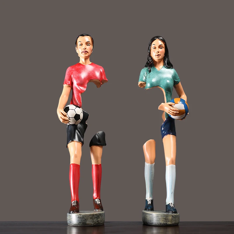 European Abstract City Men And Women Statue Resin Crafts Bag Football Figure Arts Sculpture Home Desktop Decoration R2930