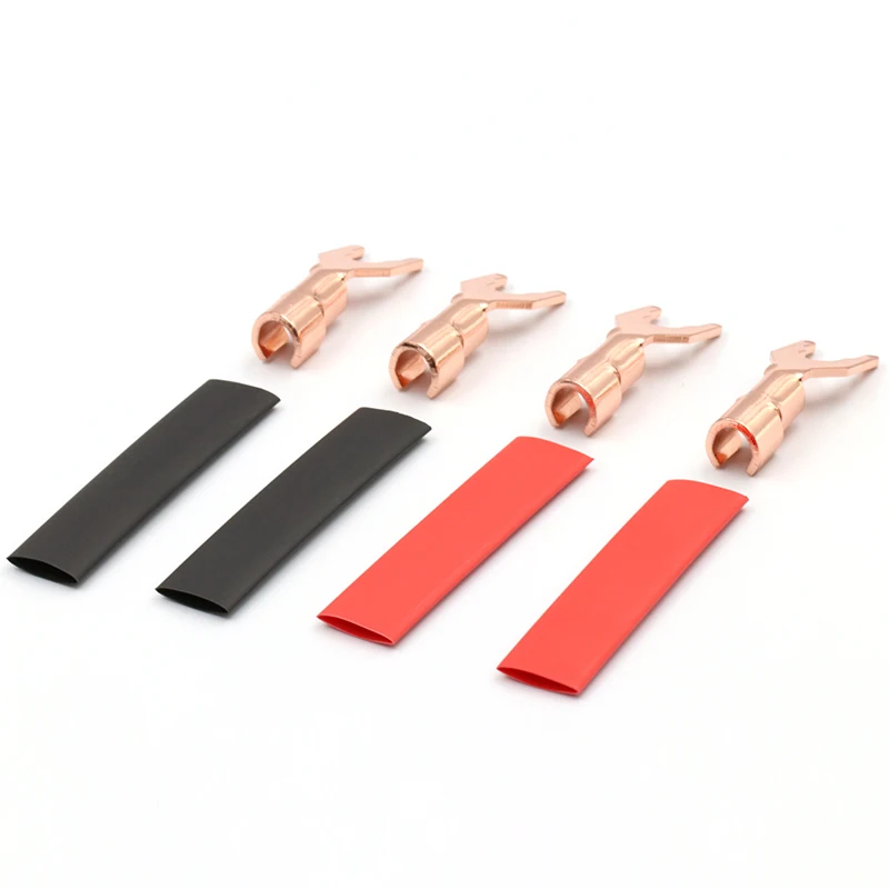 Conector de Cable de altavoz con enchufe de pala chapado en cobre HiFi, conector de Cable de altavoz Y espadas, Terminal de enchufe de pala DIY