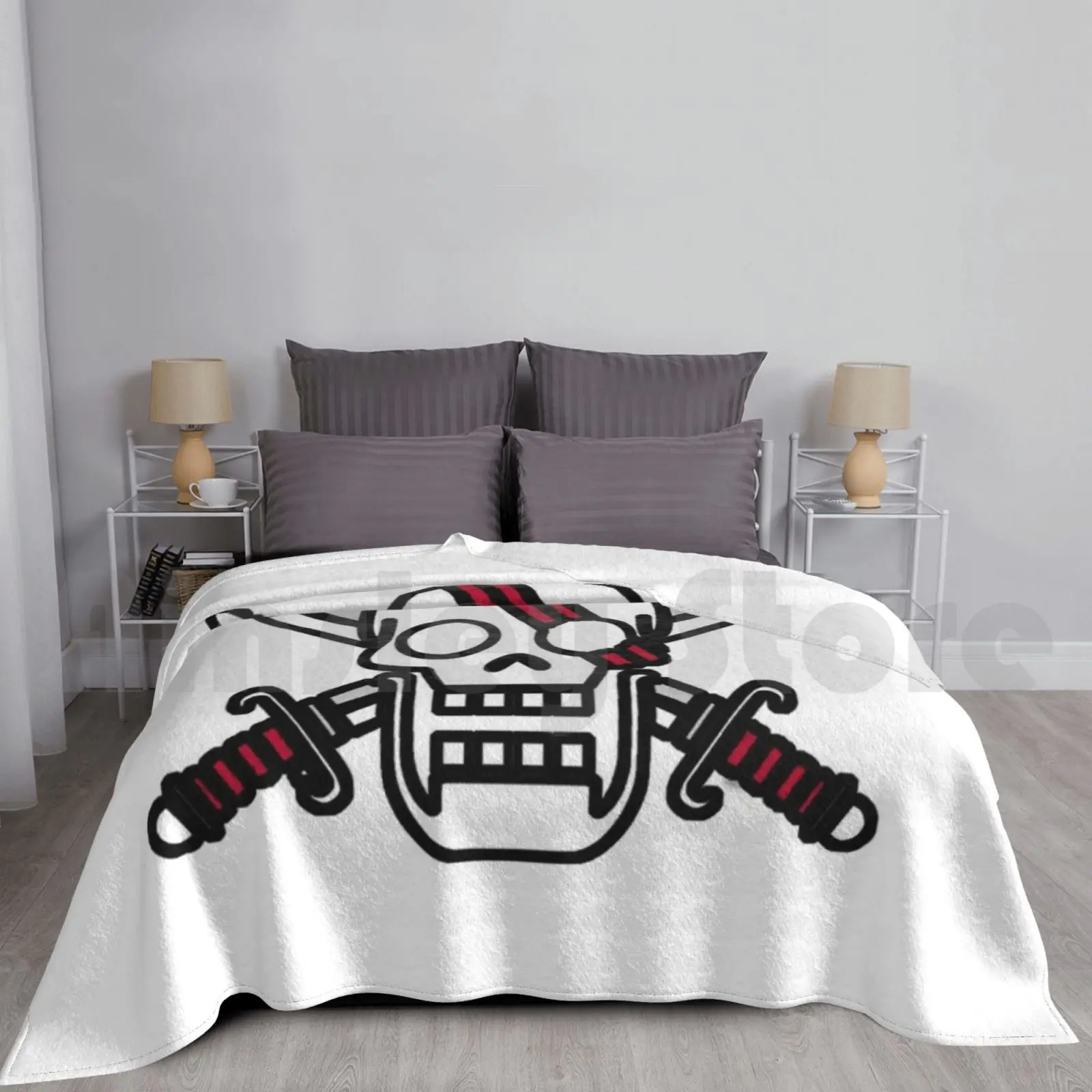 Shanks Logo Blanket For Sofa Bed Travel White Beard Logo Pop Culture Luffy Animates Manga