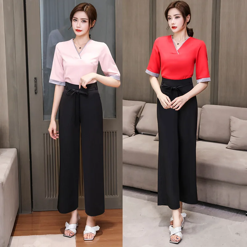 

New beauty uniform salon beautician foot bath pedicure technician work clothes health club suit beauty work clothes for women