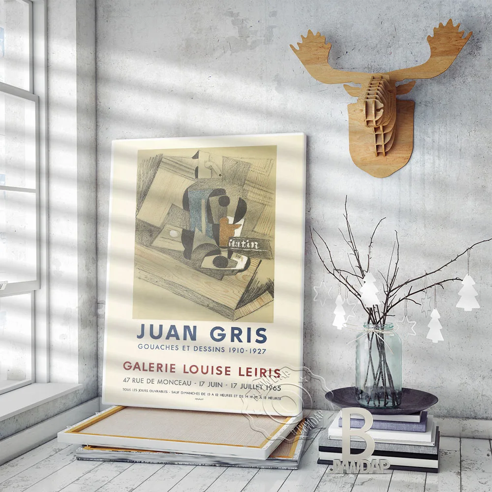 Juan Gris 1965 Vintage Exhibition Poster, Galerie Louise Leiris In Paris 1965 Art Print, Gouaches Et Dessins Home Decor Gift