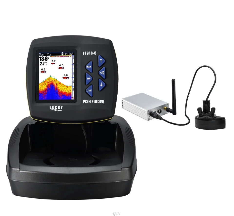 Lucky FF918 Wireless Remote Control Boat Fish Finder 300m/980ft wireless operating range echo sounder