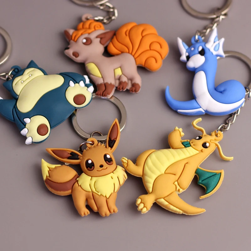 Anime Pokemon brelok wisiorek Pokmon Toy Pikachu brelok pcv figurki Pokemon wisiorek silikonowy Psyduck Charmander Key Ring