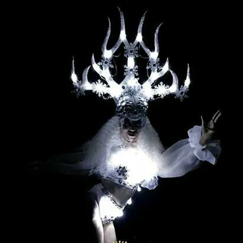 Led lumious clothing White party queen costume Christmas Christmas antlers nightclub stage costumes women dance wear