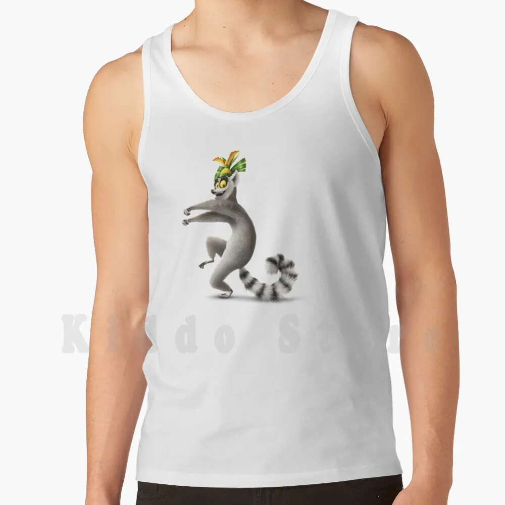 King Julien From Madagascar Tank Tops Vest 100% Cotton Mort Madagascar Penguins Zoo Crazy Squirrel Lion Hippo