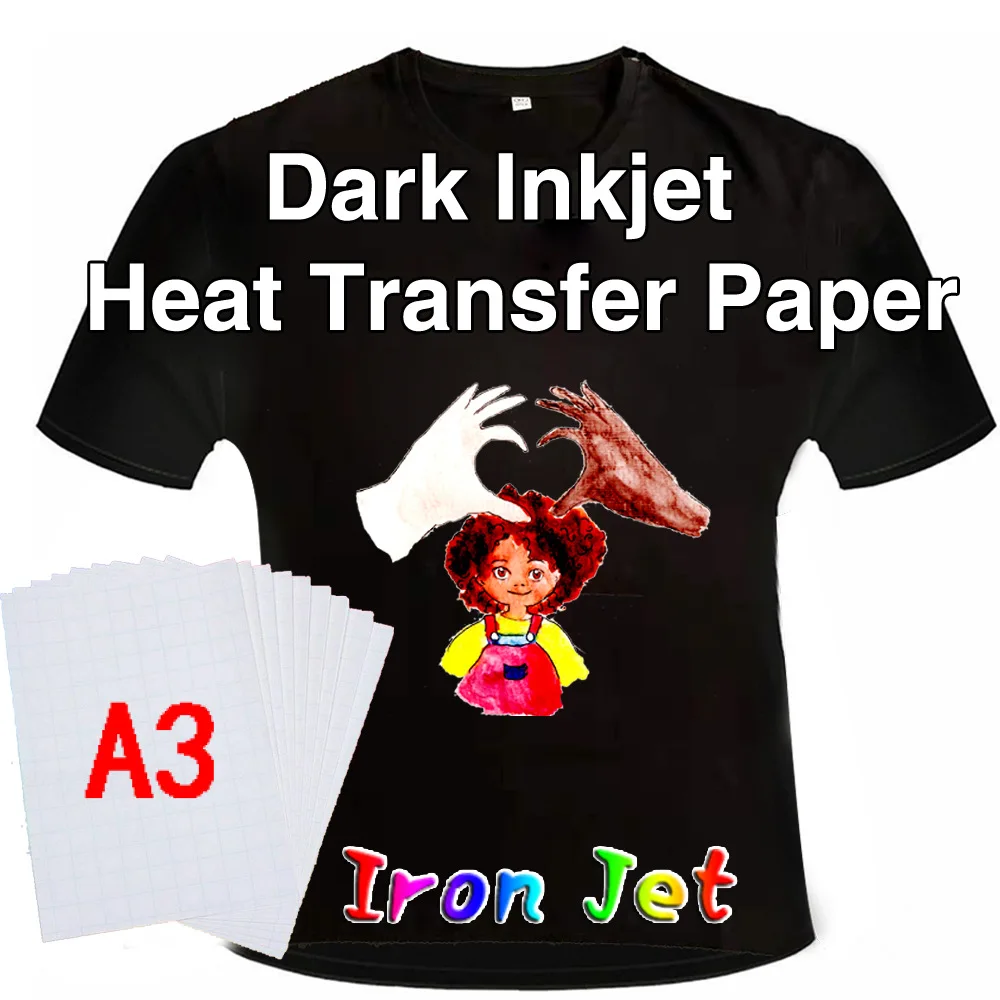 A3 T-shirt Inkjet Sublimation Printing Paper Dark Color Cotton Cloth DIY Iron Heat Press Print Paper Thermal Transfer Paper