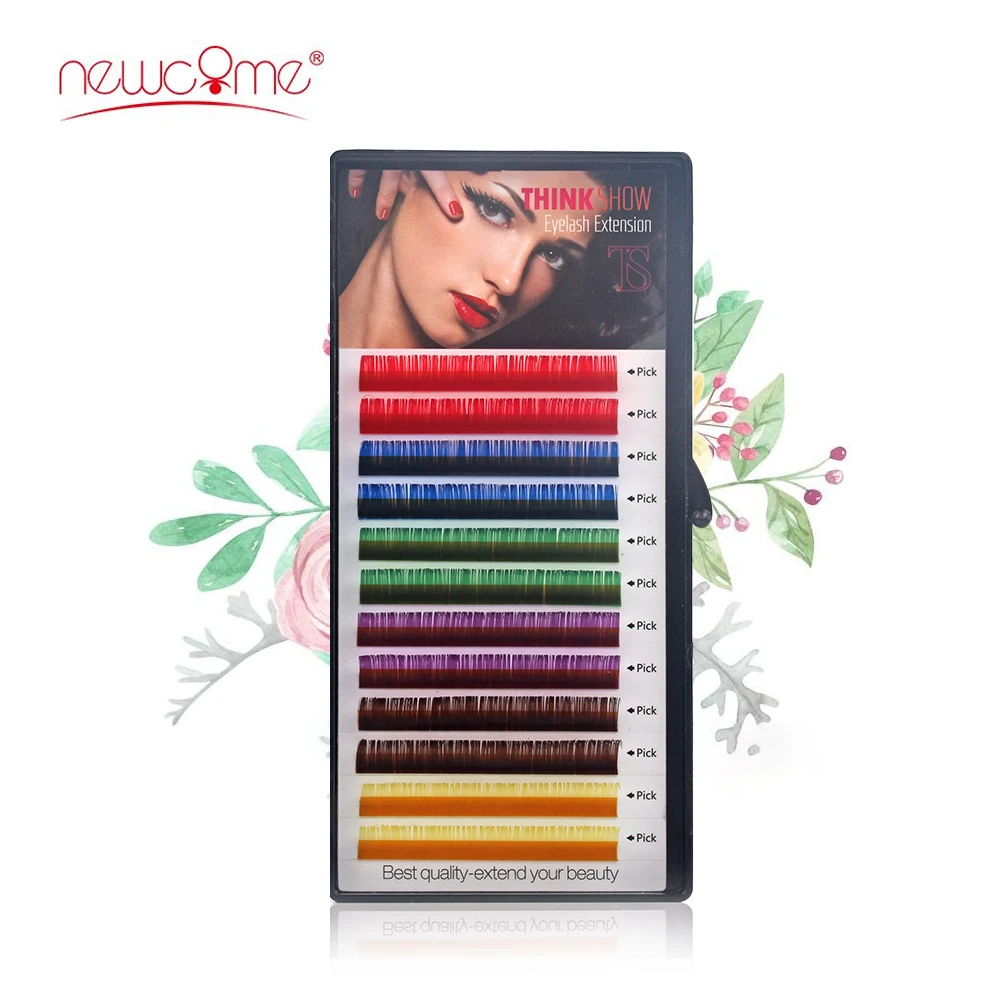 

NEWCOME 12 Lines Colorful Individual Eyelash Extension 100% Hand Made False Mink Eyelashes Soft Natural Makeup Graft Eye Lashes