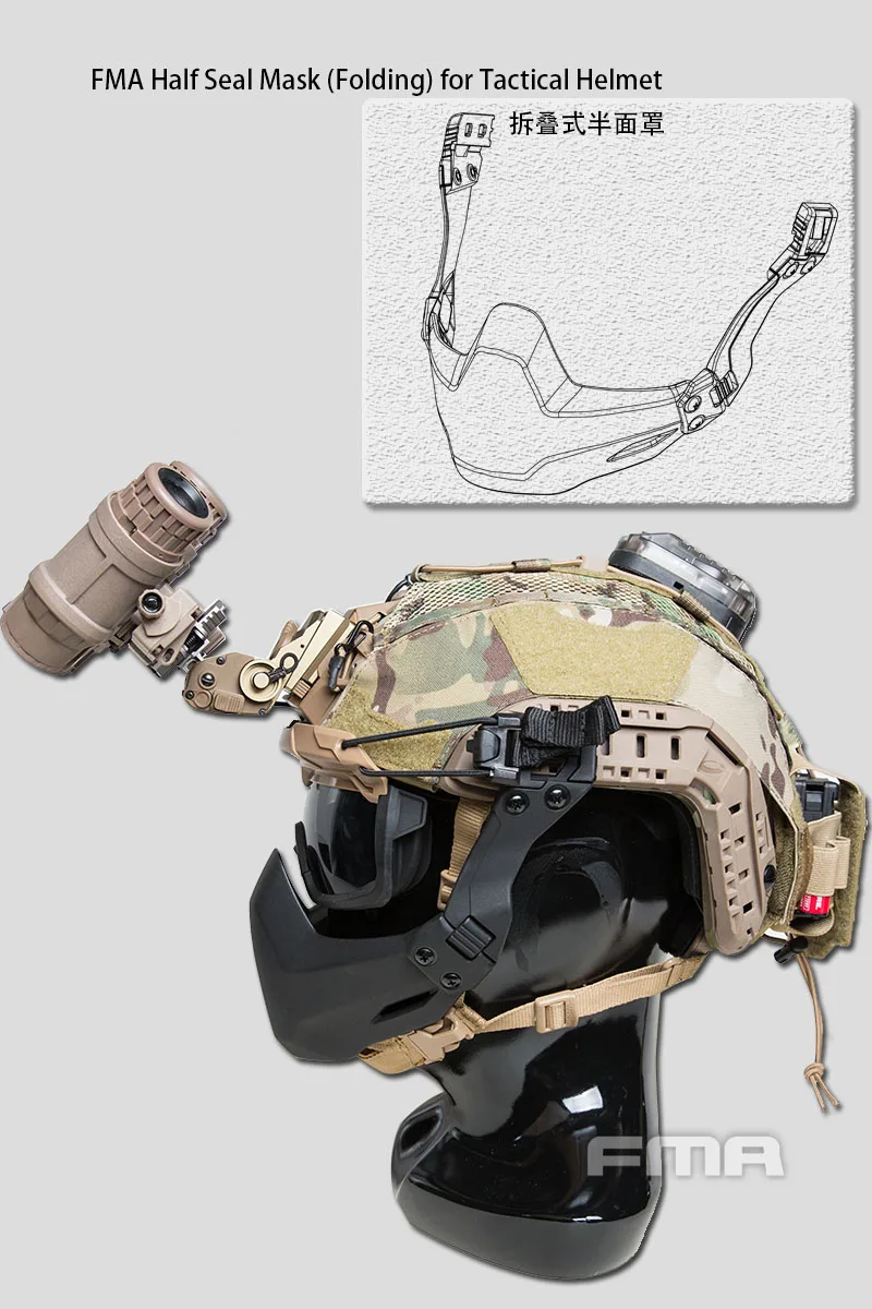 New FMA Half Seal Tactical Face Mask Helmet Accessories Sport Head Protection Militar Portable