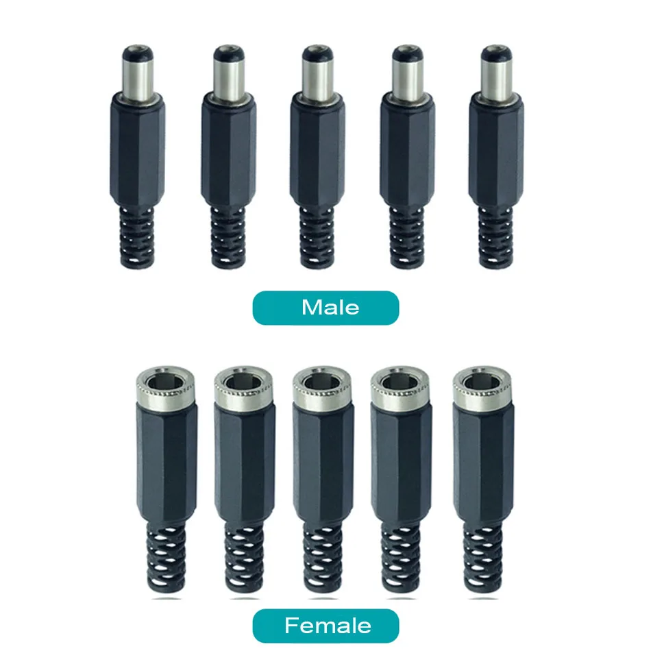 10pcs High quality DC Connector 2.5/2.1*5.5mm Power Jack DC Power Conector 5.5x2.1/5.5x2.5mm Male&Female