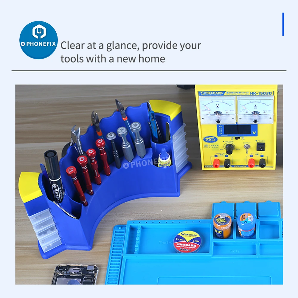 

Mechanic Multi-Grid Storage Box Phone Repair Components Keeper For Screwdriver Tweezers Cutters Glue Organizer Repair Tools Case