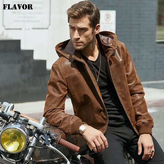 New Men's Winter Jacket Made Of Genuine Pigskin Leather With A Hood,  Pigskin Motorcycle Jacket, Natural Leather Jacket - AliExpress 200000343