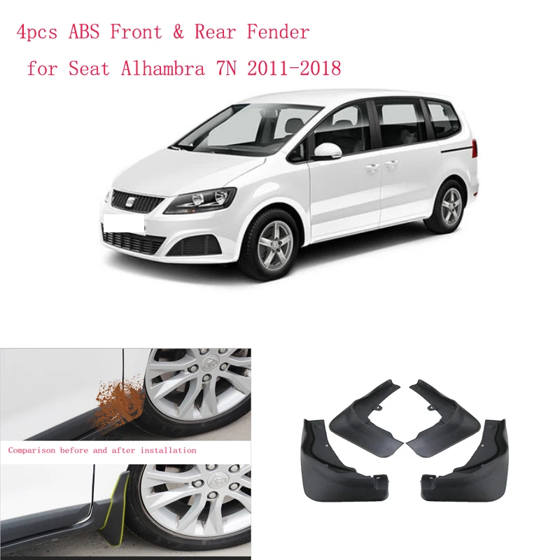 

4pcs ABS Front & Rear Fender for Seat Alhambra 7N 2011-2018 Car Mud Flaps Splash Guard Mudguard Mudflaps Accessories