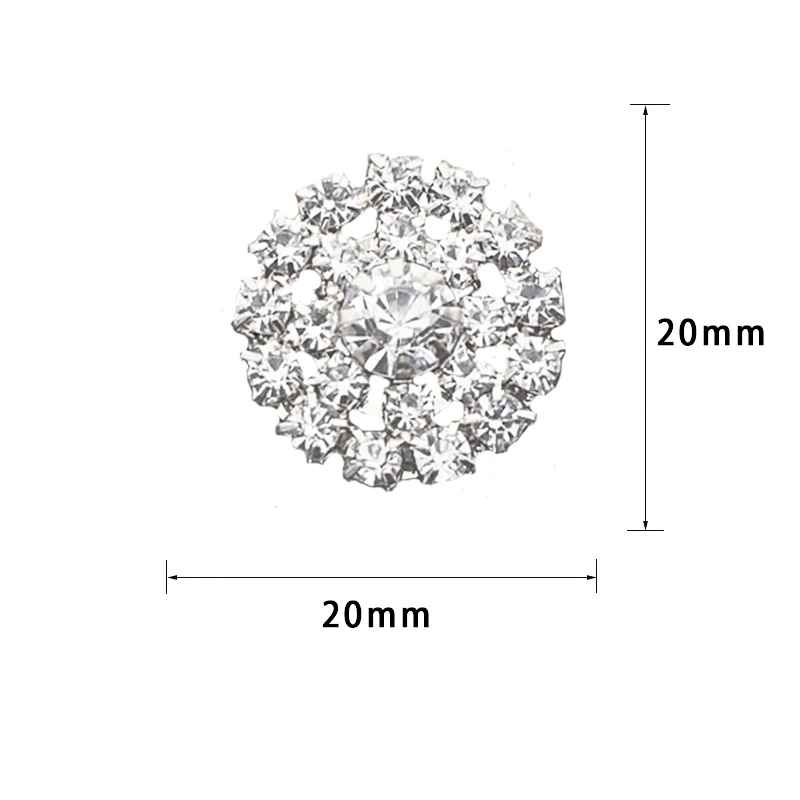 10pcs/lot 20mm Sale Price Pearl Flower Crystal Metal Alloy Buttons Sewing Handwork Diy Rhinestones Decoration Silver Accessories