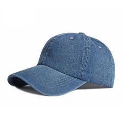 Casquette de Baseball en coton délavé pour hommes, chapeau de papa en Denim, noir et bleu uni, visière, printemps été, voyage en plein air, casquettes de camionneur réglables