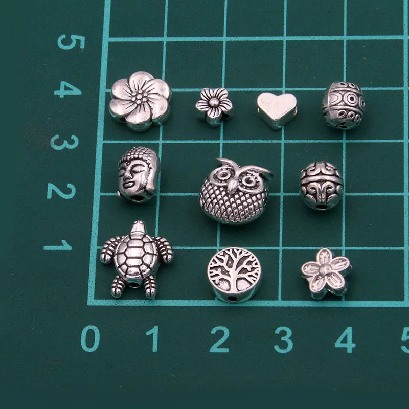 20Pcs 9 Style Owl Tortoise Buddha Lord Small Hole Bead Animal Flowers Charms For DIY Necklace Bracelets Jewelry Handmade Making