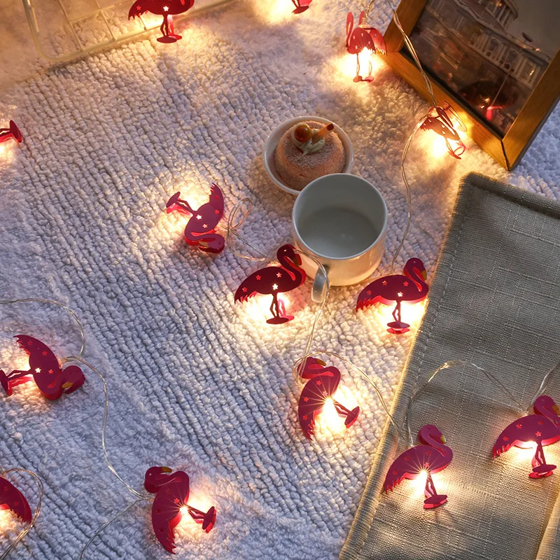 LED Iron Flamingo String Light Summer Fairy Garland Hawaii Style Lamp String USB o a batteria per Barbecue Party Decor