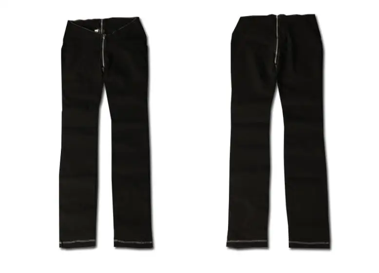 Women Lady Sexy Low Waist Customized Trousers Skinny Pants Zip Crotch Straight Legs Stylish