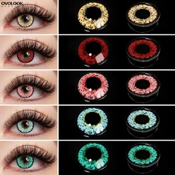 OVOLOOK 2PCS Colour Contact Lenses Degree Cosplay Accessories Colored Lenses for Eyes Beauty Pupils Red Blue Brown Green Pink