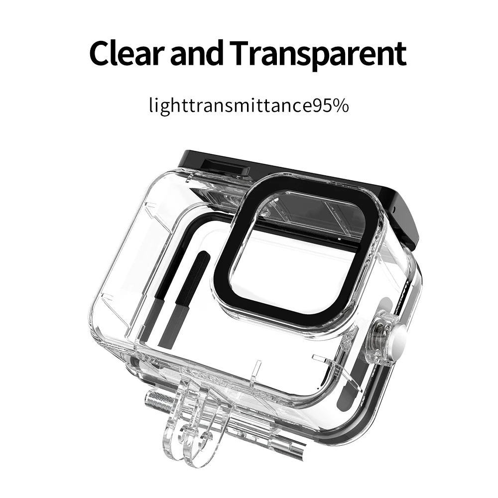 TELESIN 60M Waterproof Case Underwater Tempered Glass Lens Diving Housing Cover for GoPro Hero 9 10 11 12 Black