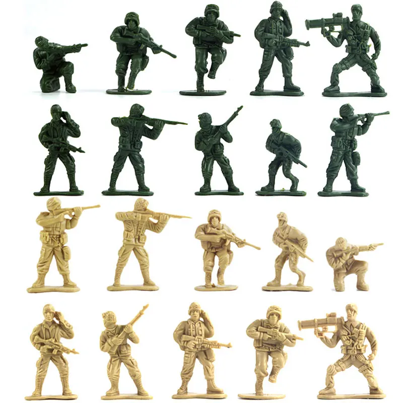 Grande PVC Soldado Militar Modelo Brinquedos para Crianças, Simulação GK, Robot Army Fan Collection, Garagem Infantil, Brinquedo da Família, 100Pcs