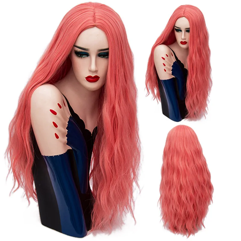 MSIWIGS Long Pink Wavy Wig Cosplay