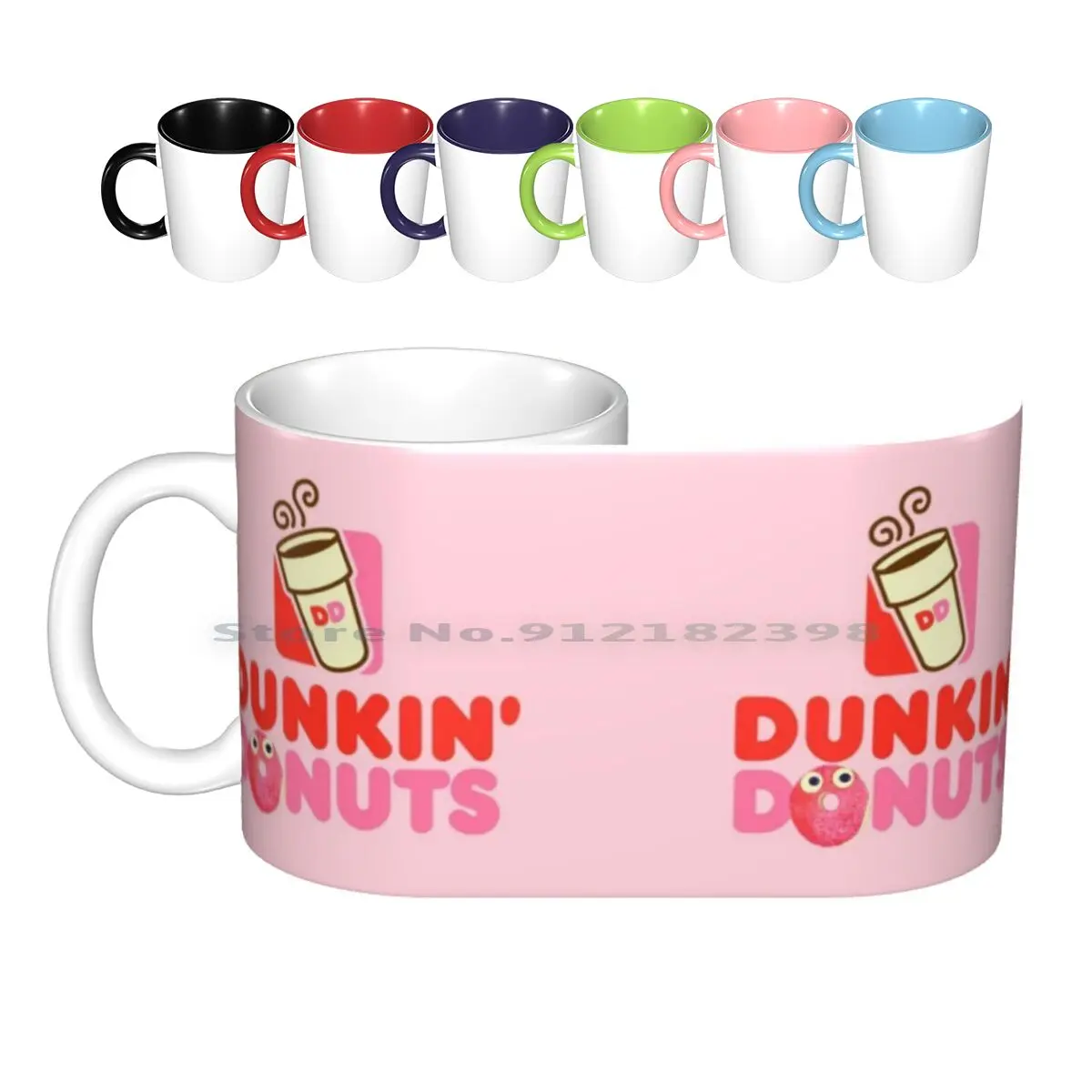 Pink Logo Dunkin Donuts Ceramic Mugs Coffee Cups Milk Tea Mug Pink Red Donut Donuts Dunkin Dunkin Donuts Pastry Dessert Elmo