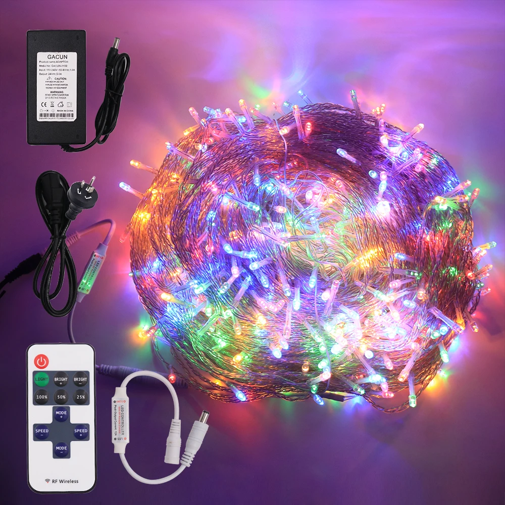 

50m Indoor LED String Light For Christmas Tree Decoration Christmas Lights Wedding Curtains Festoon LED With Remote Dimmer