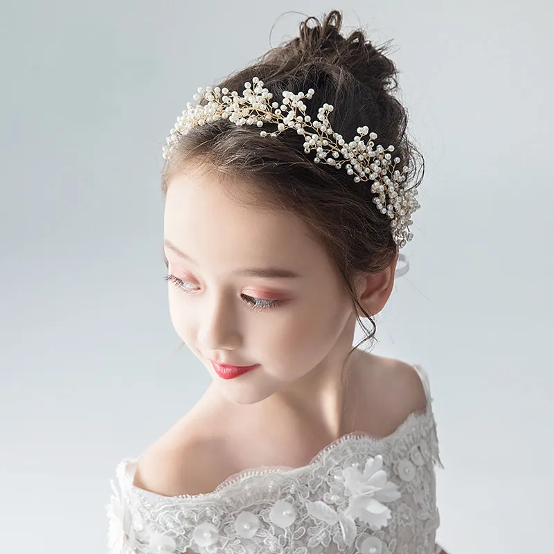 Children's Headwear Golden Head Flower Wreath Girls Hair Accessories Princess Headband Performance Girls Headband Headband