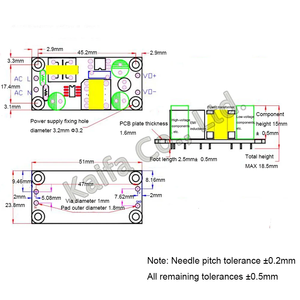 그린 AC-DC 정밀 벅 컨버터, 스텝 다운 변압기 스위치, 전원 공급 장치 모듈, AC 220V-3.3V, 5V, 9V, 12V, 15V, 24V, 1 개