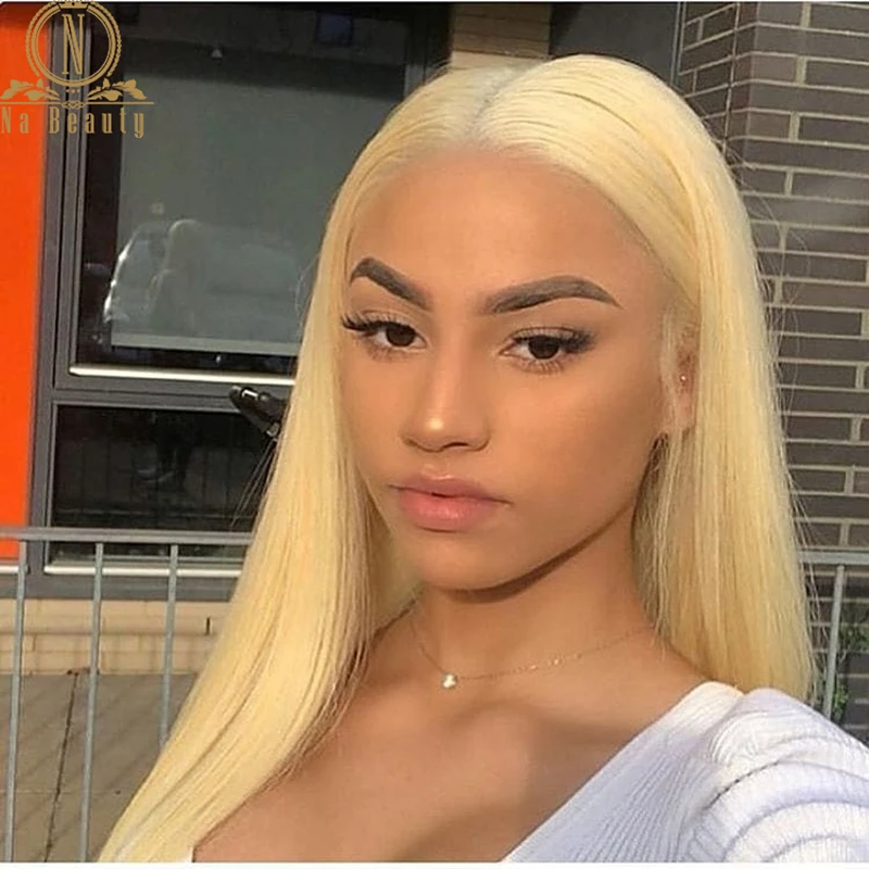 Straight Blonde 613 T Part Lace Wig Human Hair Wigs For Black Women 26 inch Preplucked Transparent Lace Wig NaBeauty