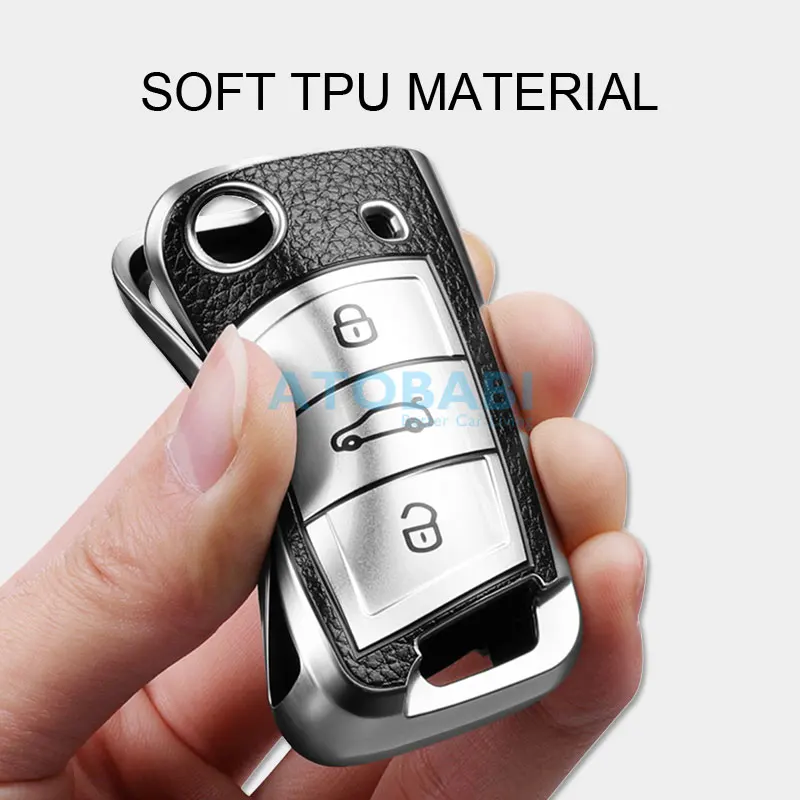 TPU Car Key Case For VW Volkswagen Golf MK7 Tiguan GTI EOS Skoda Octavia Seat Arona 3 Button Flip Remote Control Protector Cover