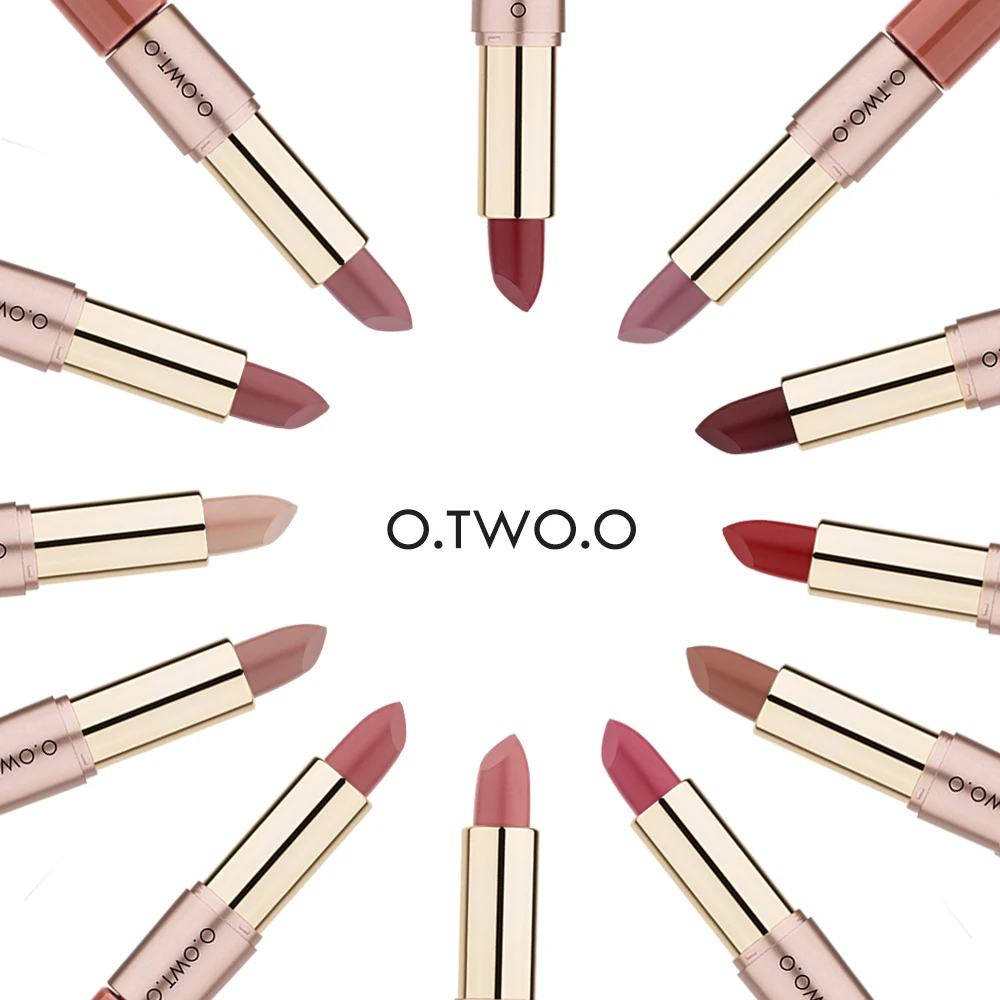 O.TWO.O 12 Colors Lips Makeup Lipstick Lip Gloss Long Lasting Moisture Cosmetic Lipstick Red Lip Matte Lipstick Waterproof