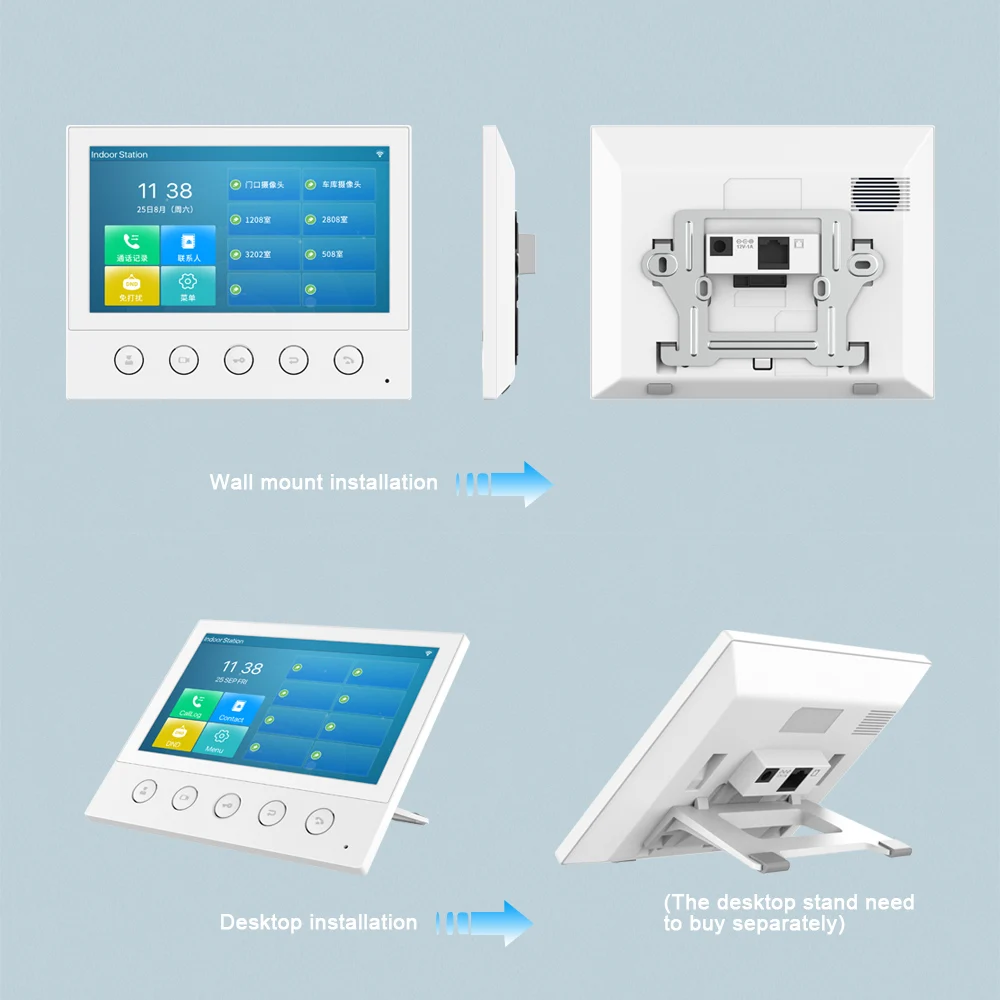 Monitor de intercomunicación SIP para estación interior, montaje en pared, escritorio, VoIP, visor, tableta para oficina y apartamento