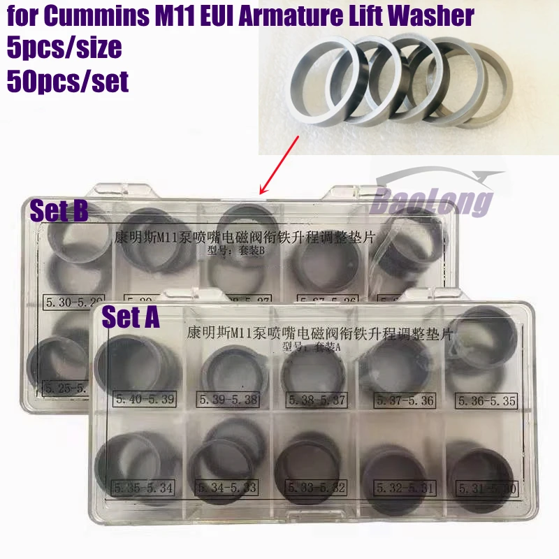 

for Cummins M11 Diesel Common Rail EUI HEUI Adjusting Washer 5.20mm-5.40mm, 100pcs Unit Injector Nozzle Shims Ring Gasket