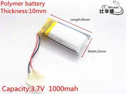 3.7V 1000mAh 102545 litowo-polimerowa bateria litowo-jonowa akumulator do Mp3 MP4 MP5 GPS PSP mobilny bluetooth