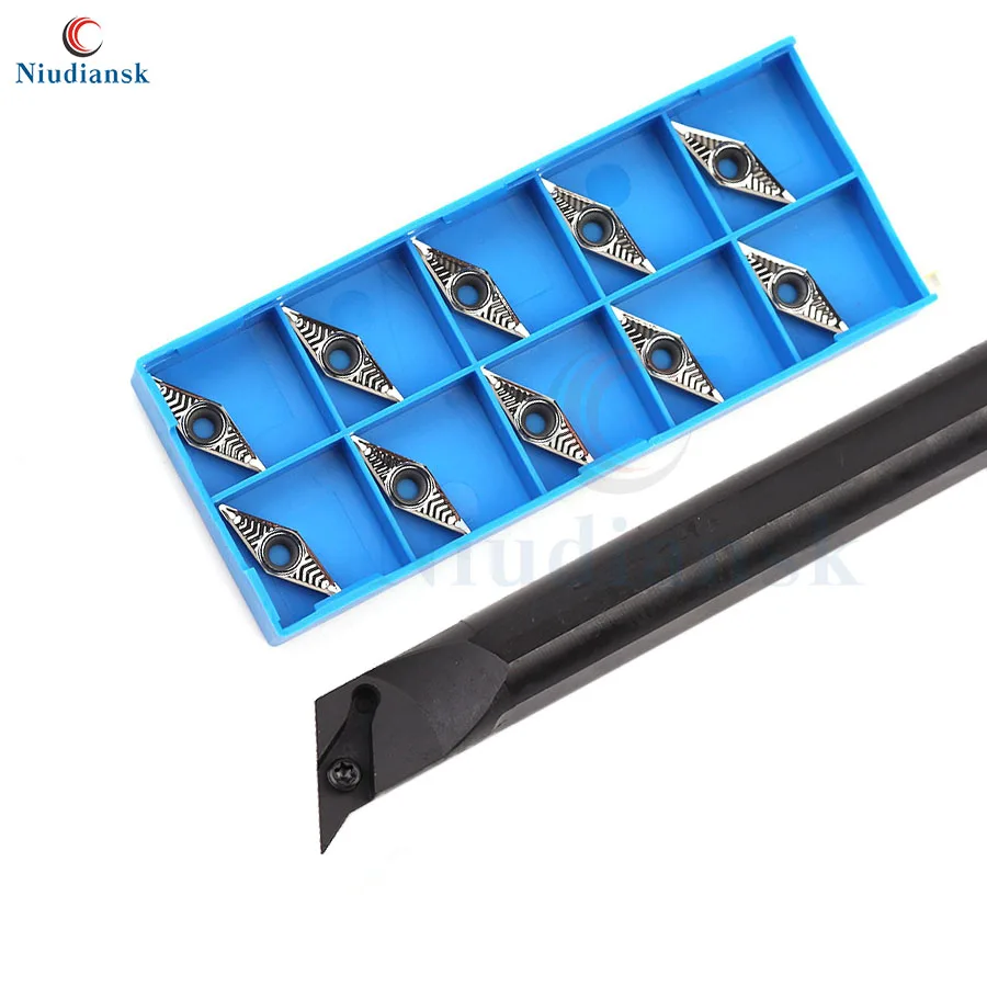 1 pz S16Q-SVQBR11 portautensili per tornitura interna S20R-SVQBR11 utensili per tornio CNC SVQBL + 10 pz VBGT1103 inserti in metallo duro con foro interno