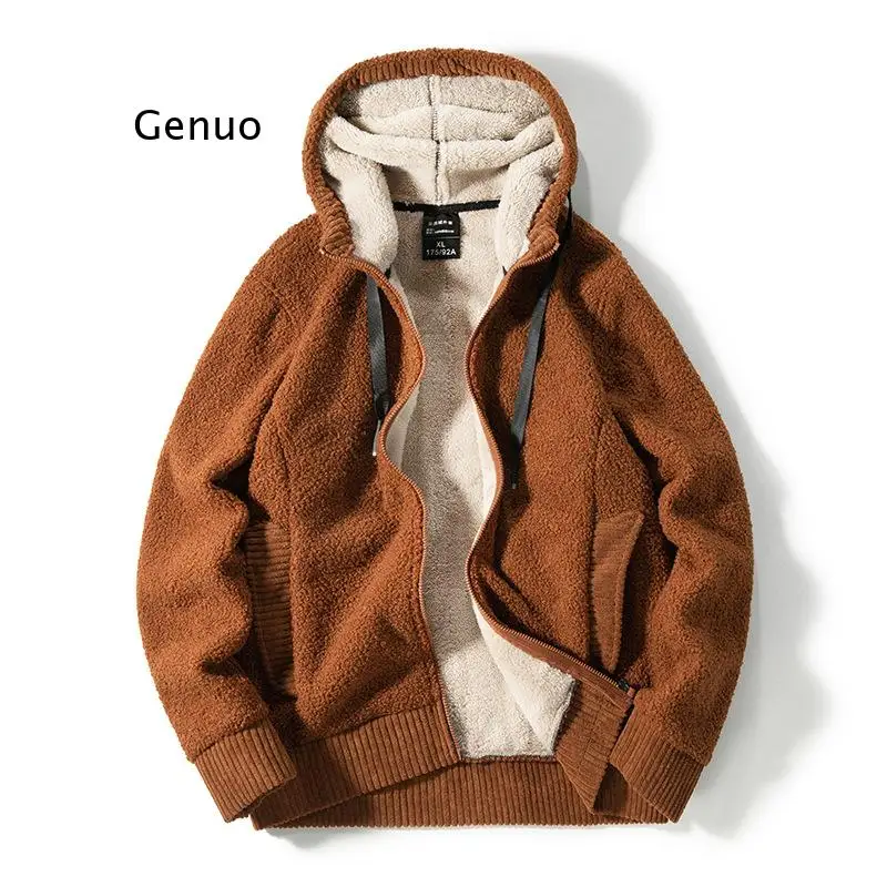 

Large-size Imitation Lamb Velvet Cardigan Plus Velvet Thick Hooded Teddy Velvet Couple Jacket Men Fashion Warm Top L-8XL