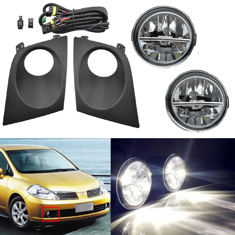 1 set Front fog lights For Tiida/Latio 2005 2006 2007 2008 Driving Light Fog Lamps with Bracket Wires Switch